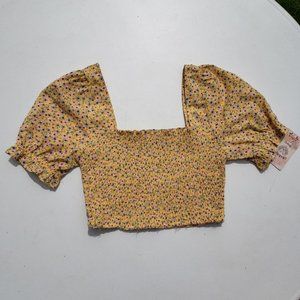 Yellow Charmed Hearts Crop Top